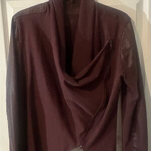 Draped Asymmetrical Jacket in Deep Burgundy